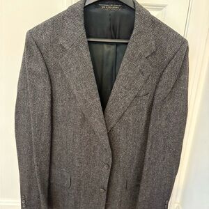 Men's Gray Herringbone Sport Coat - Tailored Wool-Blend Blazer